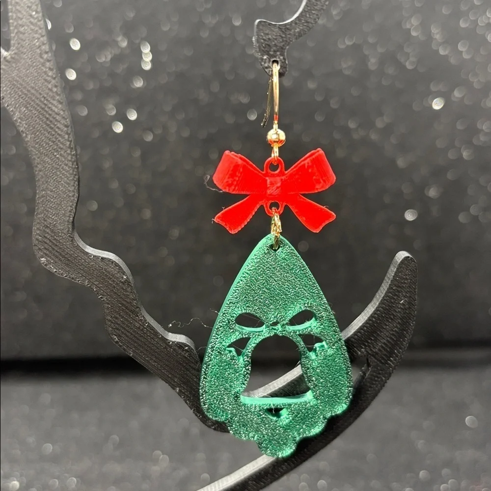 🔔 Christmas Bell Teardrop Earrings with Red Bow ❤️